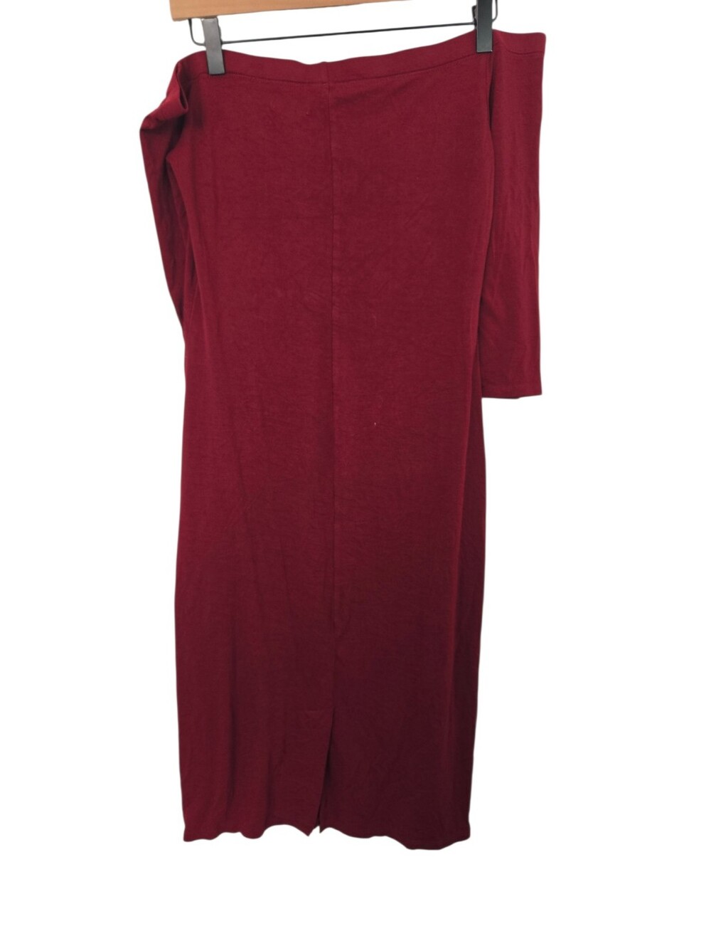 🍷 Belle Sky Burgundy Off Shoulder Midi Dress Size Medium - Picture 4 of 4